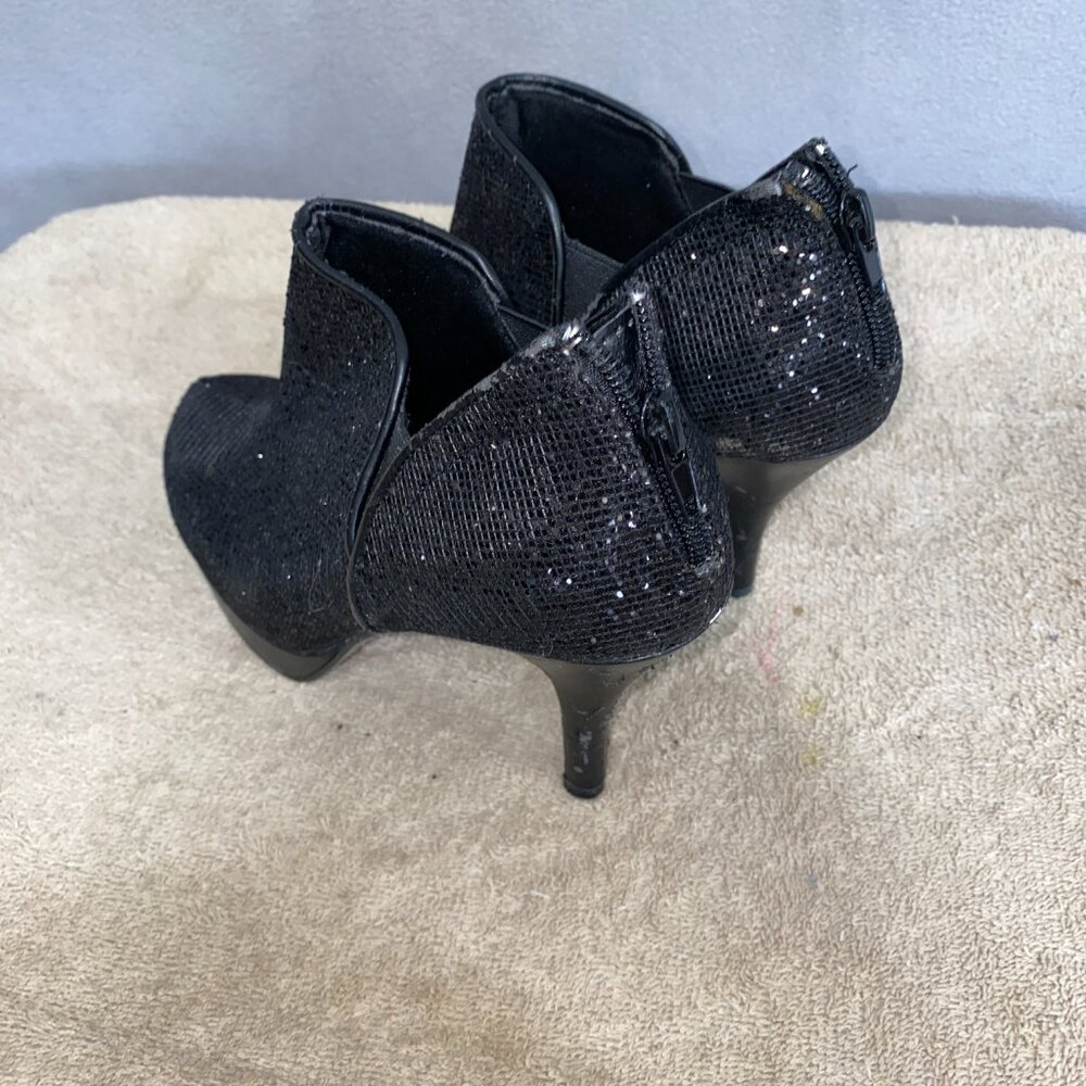 Unlisted Black Sequin Ankle Booties Size 8M – Sparkle Party Heels - Picture 4 of 8